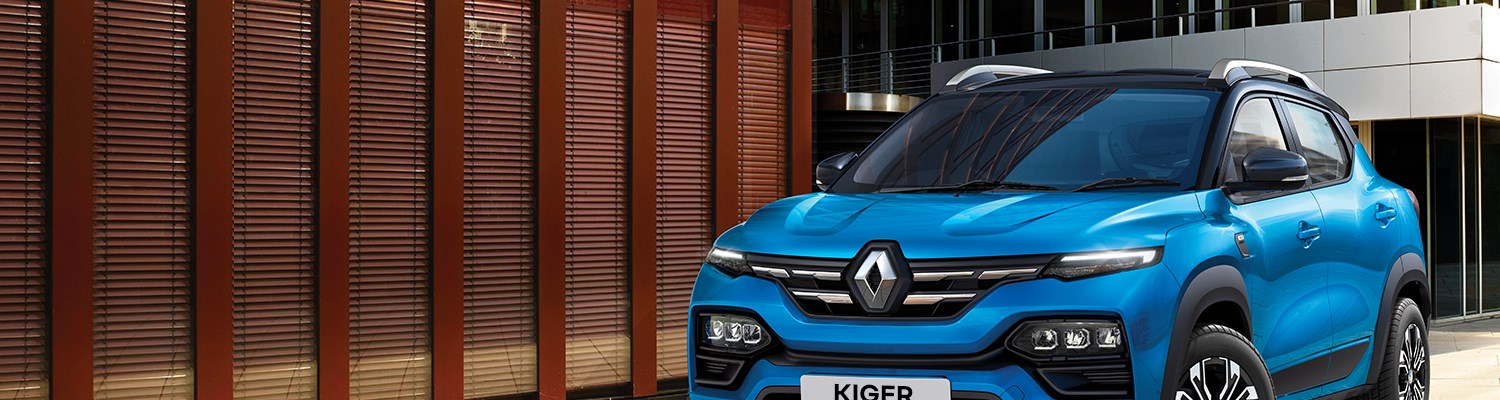 blue All New Renault Kiger parked on the street